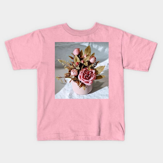 Pink Roses Kids T-Shirt by Aday